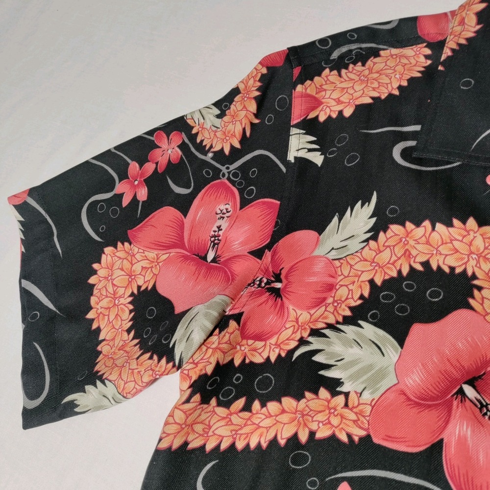 Tommy Bahama Womens Shirt Top Size Small Black Orange Hawaiian Floral 100% Silk - Picture 6 of 16